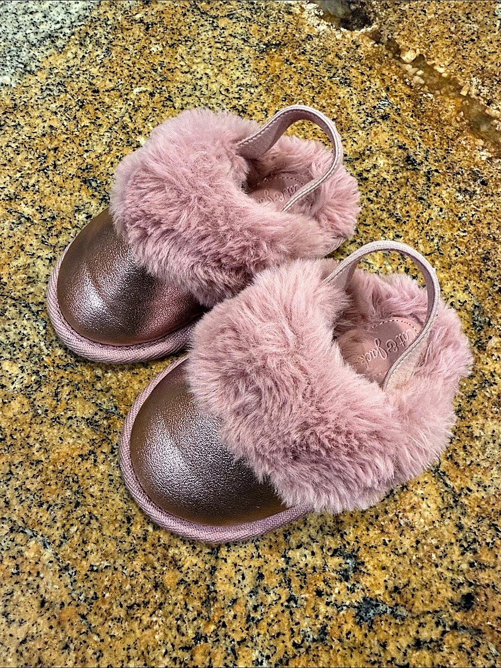 Pink Faux Fur Slippers Toddler Girls 5/6